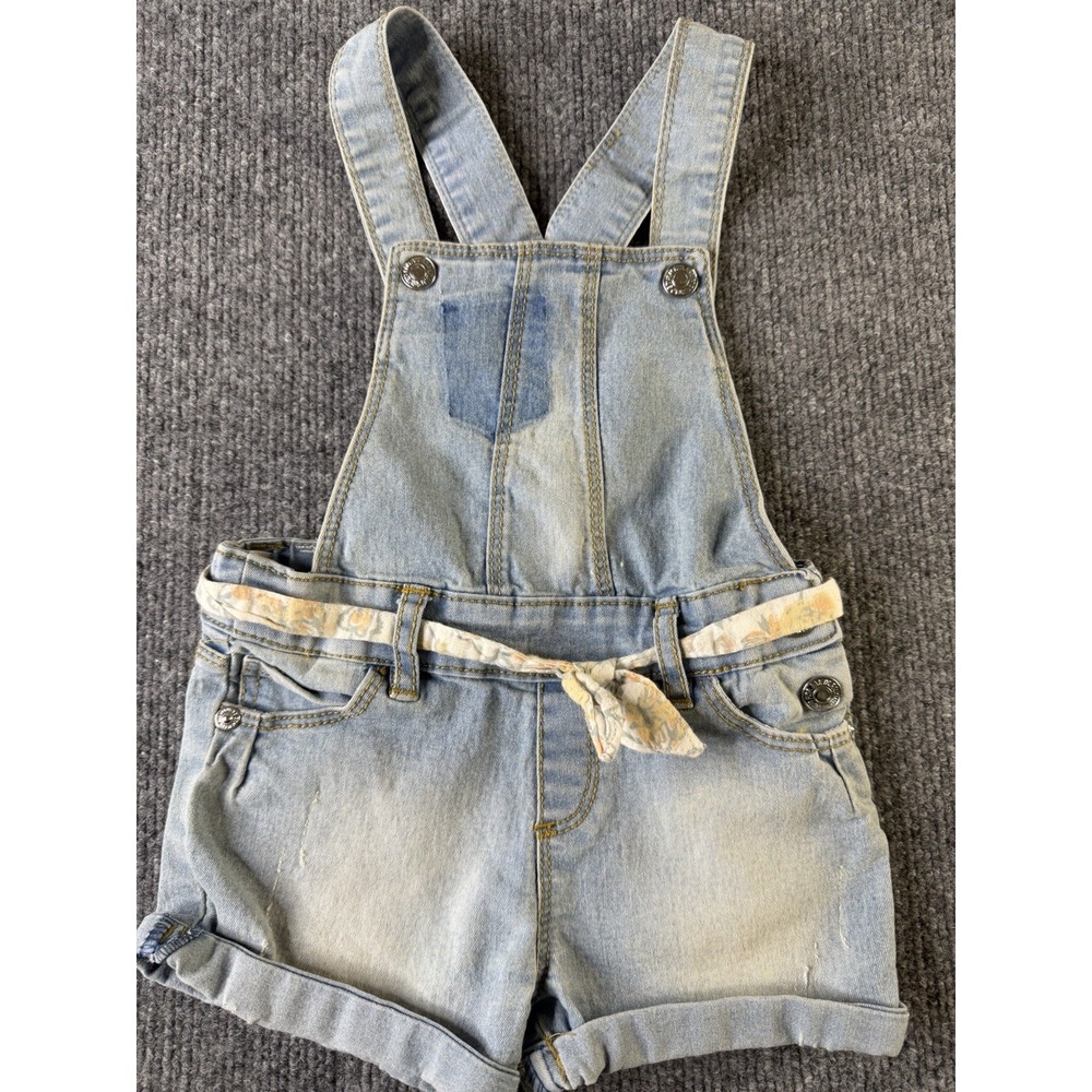 7 For All Mankind Girls Denim Short Overalls 18M Light Wash Belted